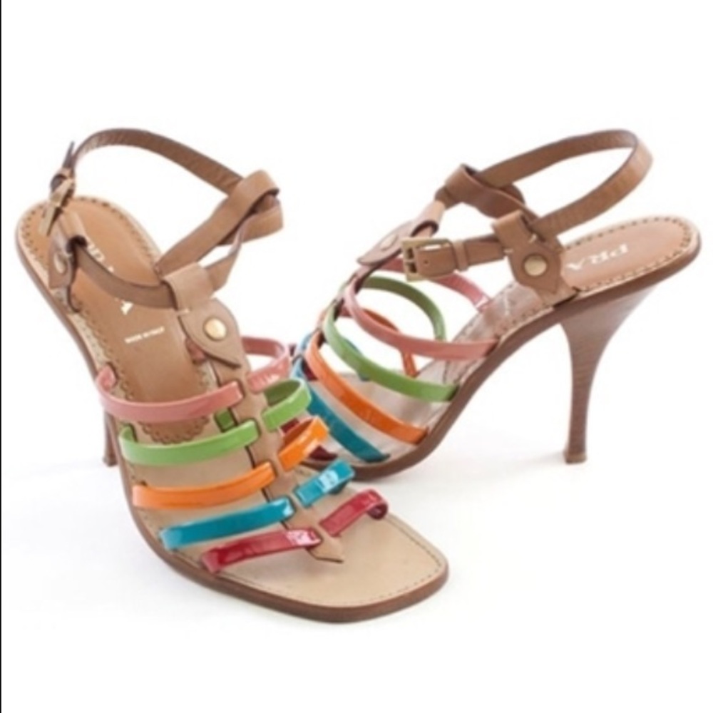 New Prada Multi Color Strappy Sandal - Heels